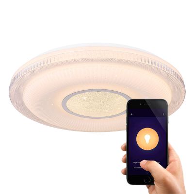 Kovové moderní chytré stropní svítidlo bílé, Aldin, 30W, LED nastavitelný od teplé po studenou bílou