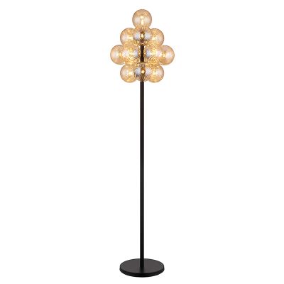 Skleněná retro stojací lampa jantarová, Ozan, s vypínačem