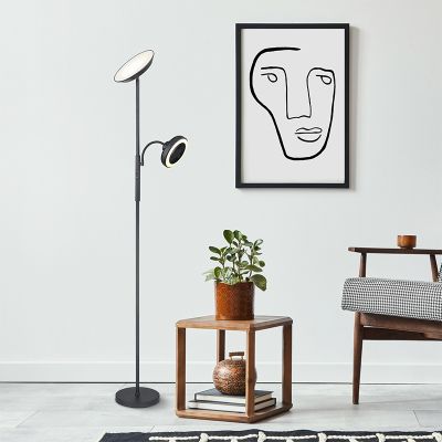 Kovová moderní stojací lampa černá, Raimond, 20W, LED nastavitelný od teplé po studenou bílou, s dotykovým stmívačem