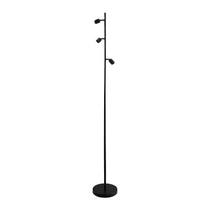 Hliníková stojací lampa bez stínidla černá, Rika, s vypínačem