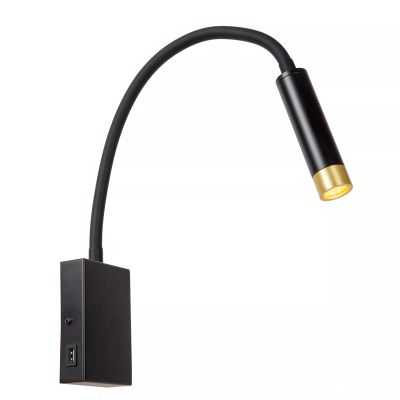 Černé nástěnné bodové světlo moderní, Alec, s vypínačem