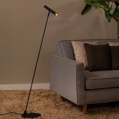 Černá stojací lampa moderní, Alec, s vypínačem