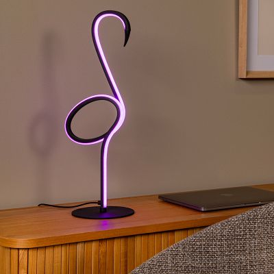 Černá stolní lampa moderní, Flamingo, 5,5W, LED RGB, s dálkovým ovládáním
