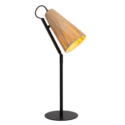 Ratanová stolní lampa hnědá, Bensen, s vypínačem