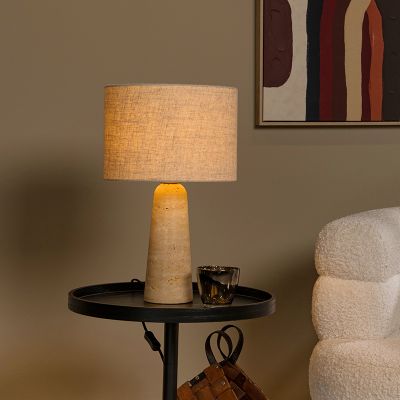 Béžová stolní lampa moderní, Nimue, s vypínačem