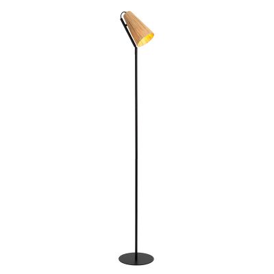 Ratanová stojací lampa hnědá, Bensen, s vypínačem