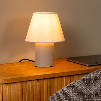 Keramická stolní lampa béžová, Macia, s vypínačem