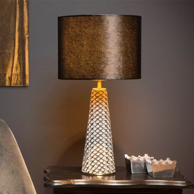 Černá stolní lampa retro, Extravaganza Velvet, s vypínačem