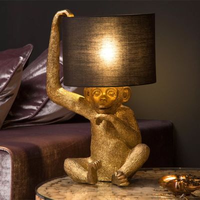 Černá stolní lampa retro, Extravaganza Chimp, s vypínačem