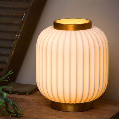 Bílá stolní lampa retro, Gosse, s vypínačem