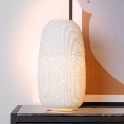 Keramická stolní lampa bílá, Flores, s vypínačem