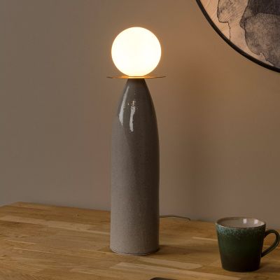 Keramická stolní lampa šedá, Figaro, s vypínačem