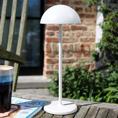 Bílá venkovní stolní lampa retro, Joy, 1,5W, LED 3000 K, IP54, s dotykovým stmívačem
