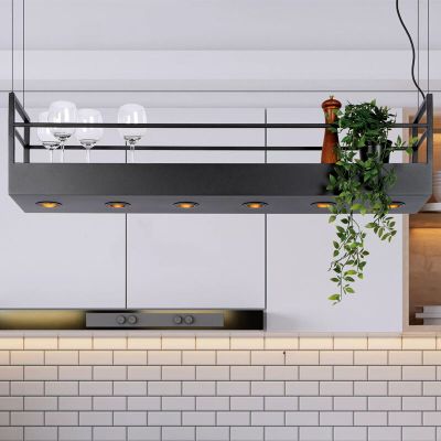 Černé závěsné světlo rustikální, Miravelle