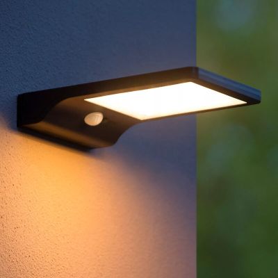Černé venkovní nástěnné světlo se senzorem pohybu moderní, Basic, 3W, LED 2700 K, IP44