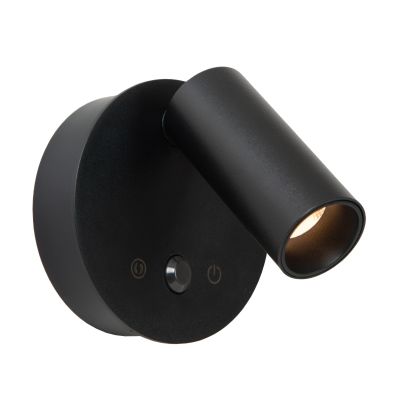 Černé nabíjecí nástěnné světlo moderní, Toni, 2W, LED white switch, s dotykovým stmívačem