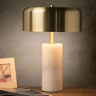 Mramorová stolní lampa bílá, Mirasol, s vypínačem