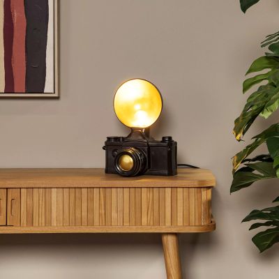 Černá stolní lampa retro, Extravaganza Camera, s vypínačem