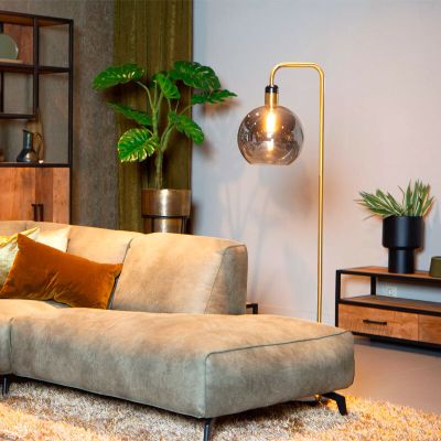 Šedá stojací lampa vintage, Julius, s vypínačem