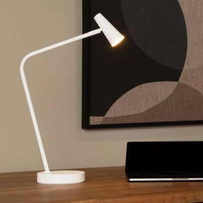 Bílá nabíjecí stolní lampa moderní, Stirling, 3W, LED 2700 K, s dotykovým stmívačem