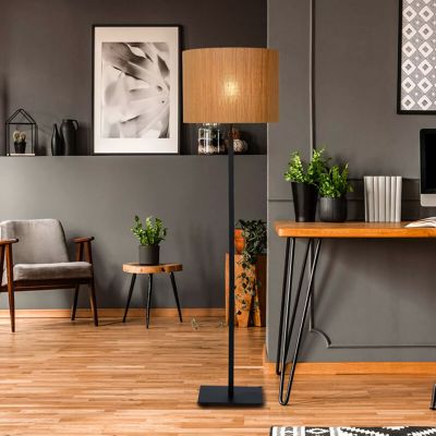 Ratanová stojací lampa hnědá, Magius, s vypínačem