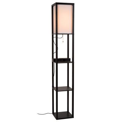 Černá stojací lampa moderní, Menno, s tahovým vypínačem