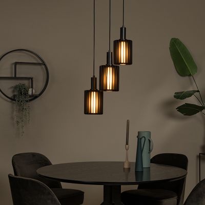 Černé závěsné světlo moderní, Lambres