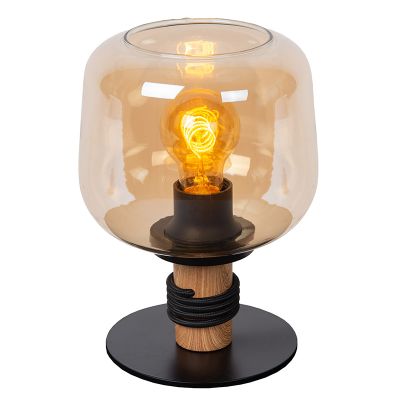 Jantarová stolní lampa retro, Ilona, s vypínačem