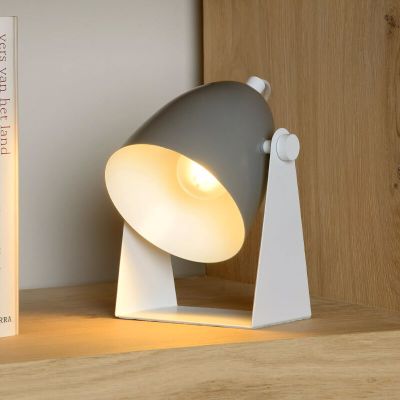 Šedá stolní lampa moderní, Chago, s vypínačem