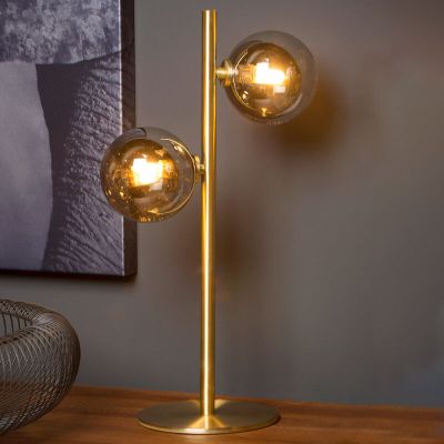 Zlatá stolní lampa retro, Tycho, s vypínačem