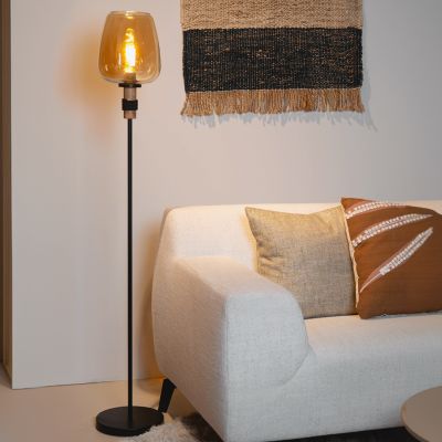 Jantarová stojací lampa retro, Ilona, s vypínačem