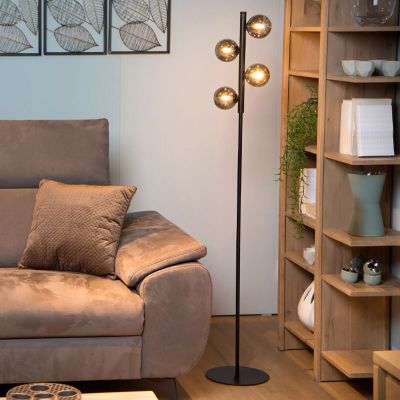 Černá stojací lampa retro, Tycho, s vypínačem