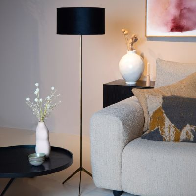 Černá stojací lampa moderní, Tondo, s vypínačem
