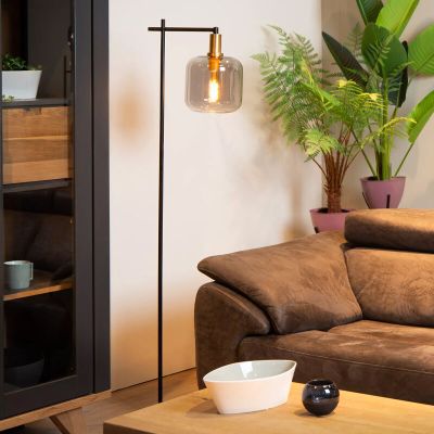 Šedá stojací lampa moderní, Joanet, s vypínačem