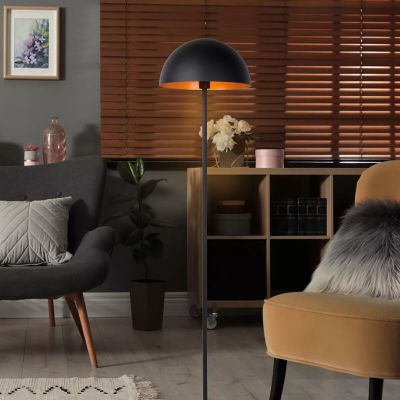 Černá stojací lampa moderní, Siemon, s vypínačem