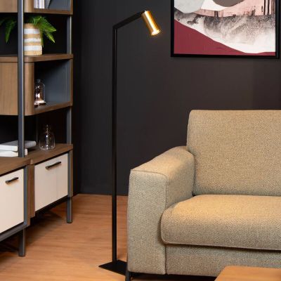 Černá stojací lampa moderní, Sybil, s vypínačem