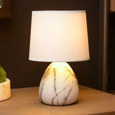 Keramická stolní lampa bílá, Marmo, s vypínačem