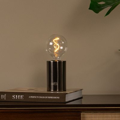 Šedá nabíjecí stolní lampa moderní, Vivo, s dotykovým stmívačem