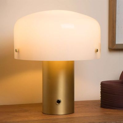 Zlatá stolní lampa rustikální, Timon, s vypínačem