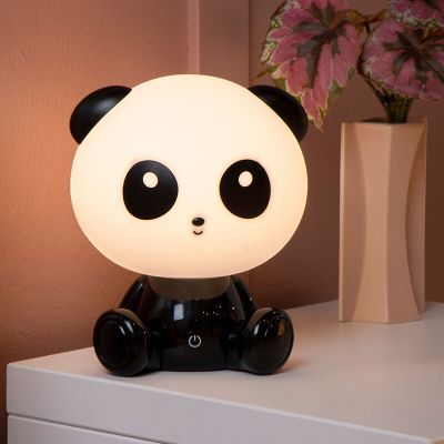 Černá stolní lampa do dětského pokoje plastová, Dodo Panda, 3W, LED 4000 K, s dotykovým stmívačem