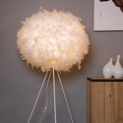 Bílá stojací lampa moderní, Goosy, s vypínačem