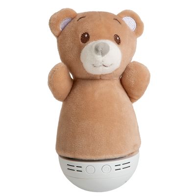 Hnědá stolní lampa do dětského pokoje moderní, Dolly, 3W, LED RGB, s vypínačem