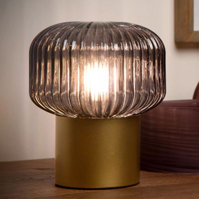 Zlatá stolní lampa retro, Jany, s vypínačem