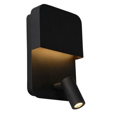 Černé nástěnné světlo moderní, Boxer, 5W, LED 3000 K, s vypínačem