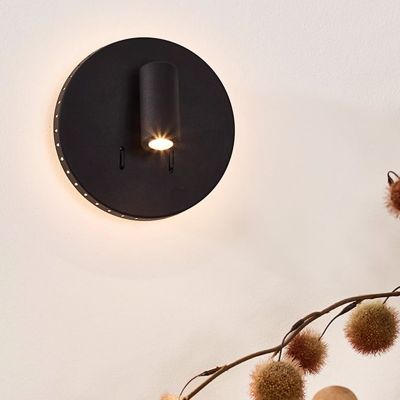 Černé nástěnné světlo moderní, Bentjer, 6W, LED 3000 K, s vypínačem