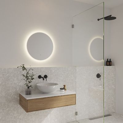 Šedé zrcadlo s osvětlením moderní, Dovina, 20W, LED 4000 K, IP44, s vypínačem