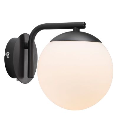 Černé nástěnné světlo designové, Grant, s vypínačem