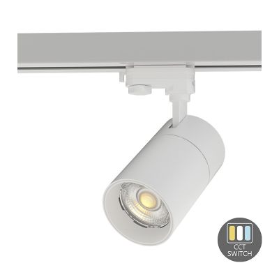 Bílé třífázové bodové světlo Rozina, 10W, bílý vypínač, stmívatelné, Pro