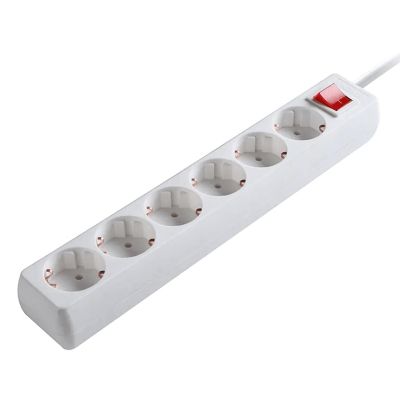 Prodlužovací kabel s 6 zásuvkami a vypínačem, 3 metry, bílý