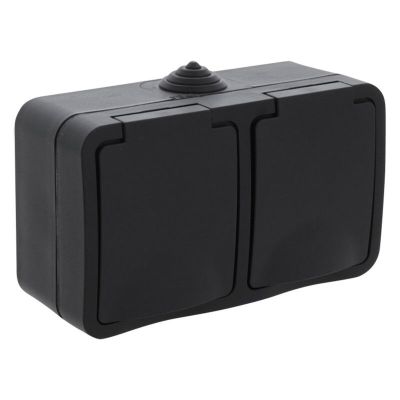 Dvoucestná zásuvka Q-Link, povrchová montáž, SCHUKO, chráněná před stříkající vodou, horizontální